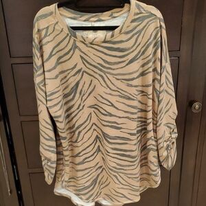 Cupio Zebra Print Blouse in Tan and Black